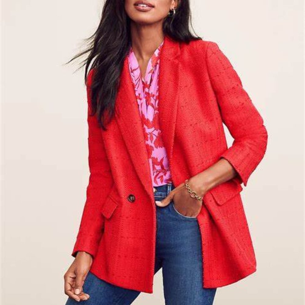 Ann Tylor The Petite Tweed Double Breasted Blazer New Without Tags Petite 0